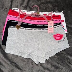 Juicy couture boyshort panties - cotton - lip / kiss design! Set of 5!